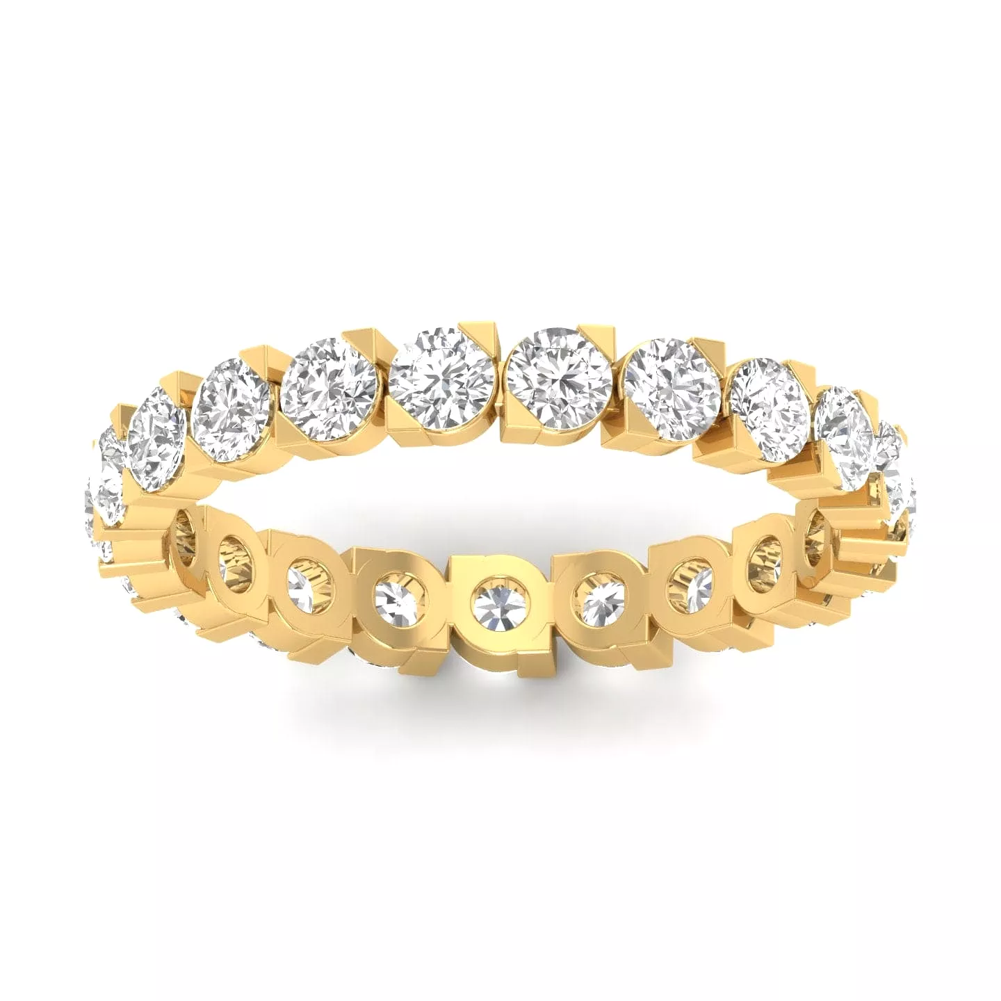 14K & 18K Gold Round Diamond Eternity Ring, Eye Setting, Lab Grown