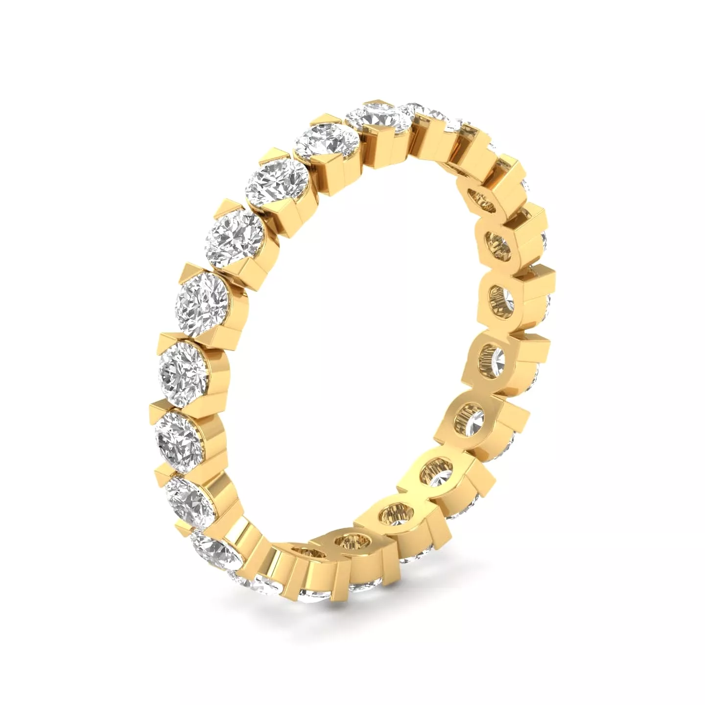 14K & 18K Gold Round Diamond Eternity Ring, Eye Setting, Lab Grown