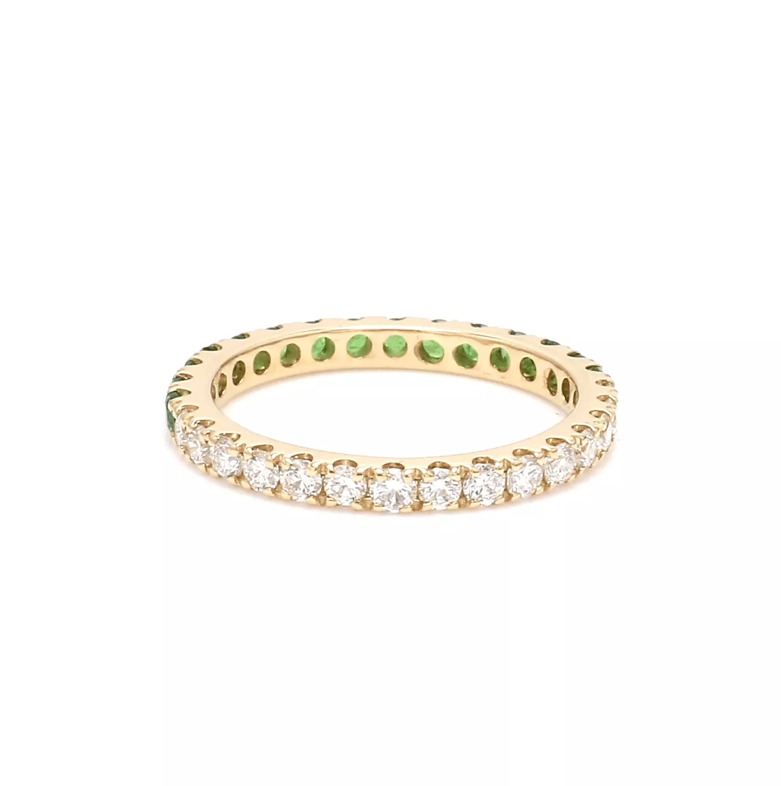 14K & 18K Ombre Tsavorite & Diamond Eternity Ring