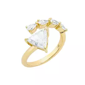 14K & 18K Trillion and Round Diamond Wrap Around Ring