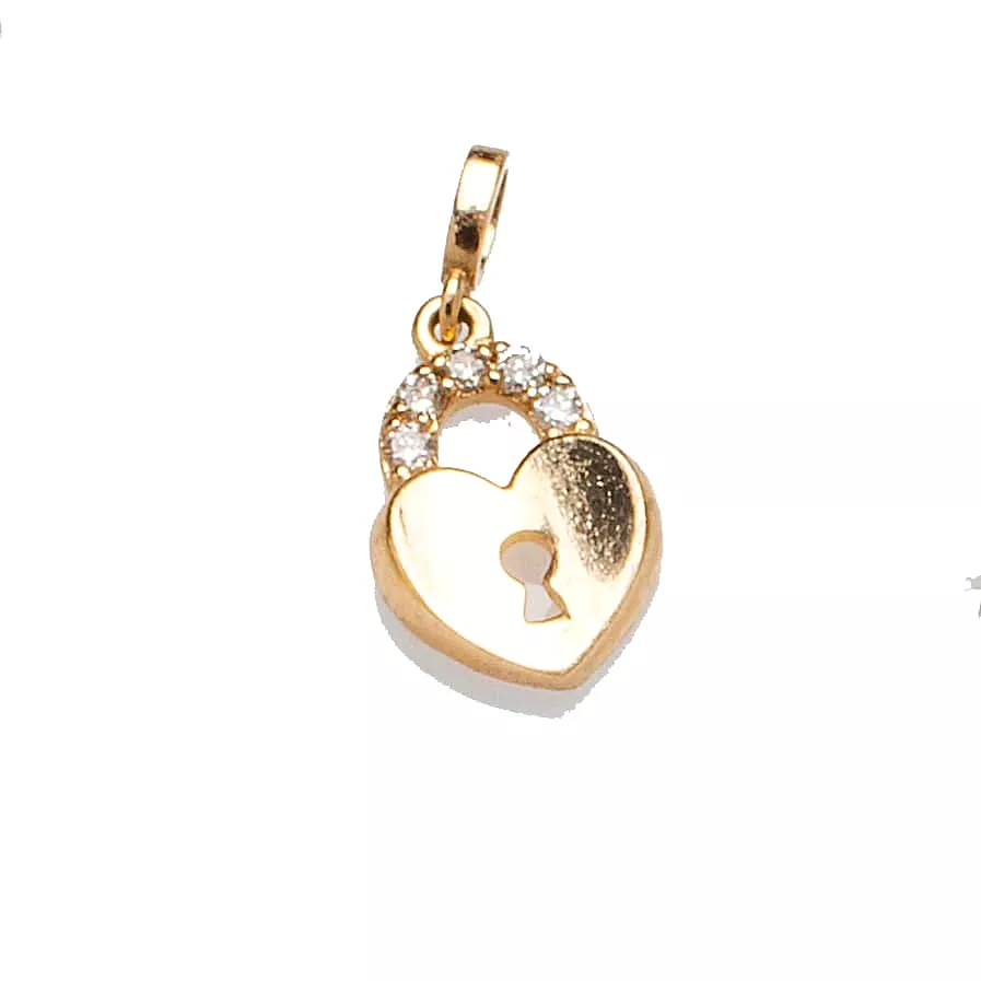 14K Gold Lock with Micro-Pave Diamonds