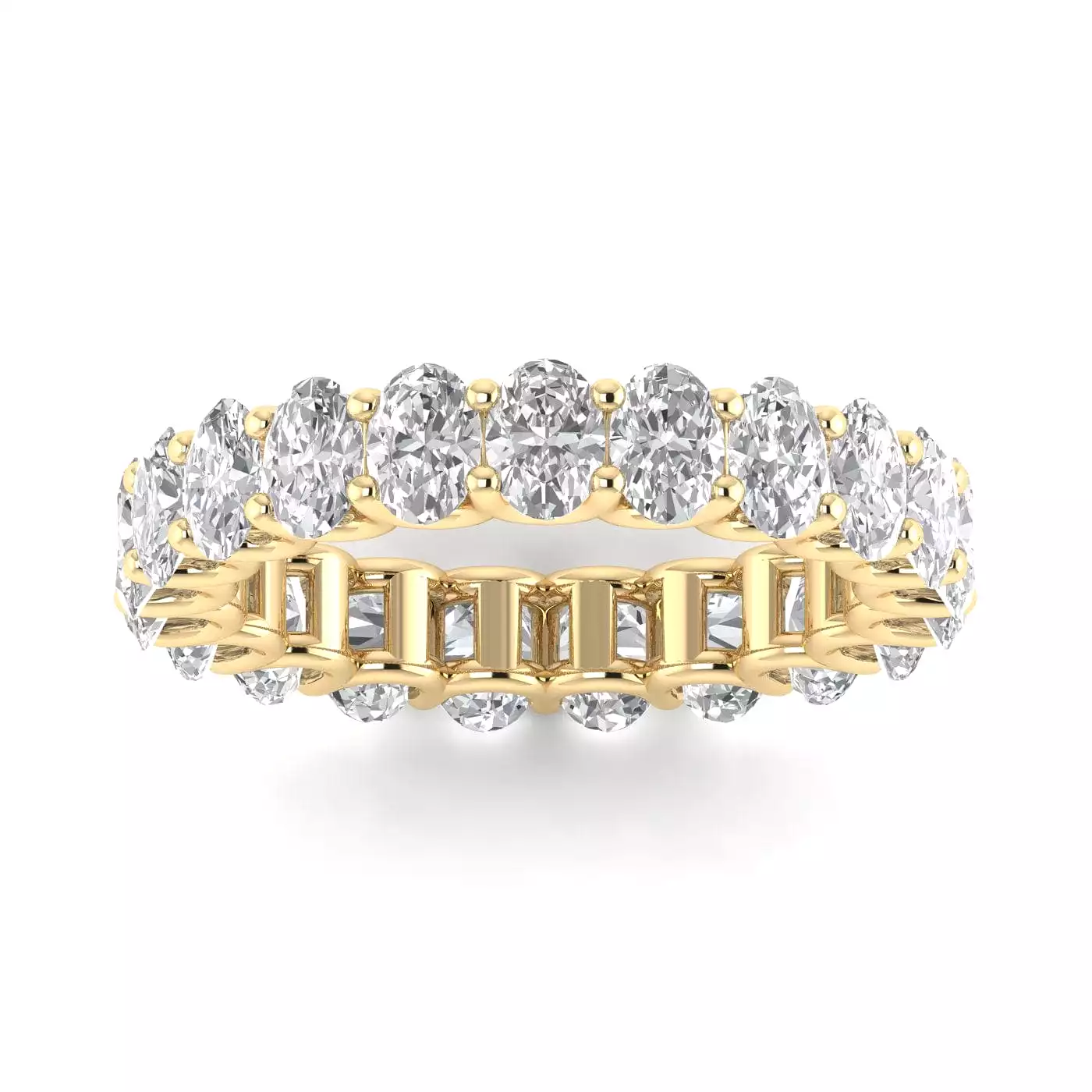 14K Gold Oval Diamond Eternity Band, Lab Grown