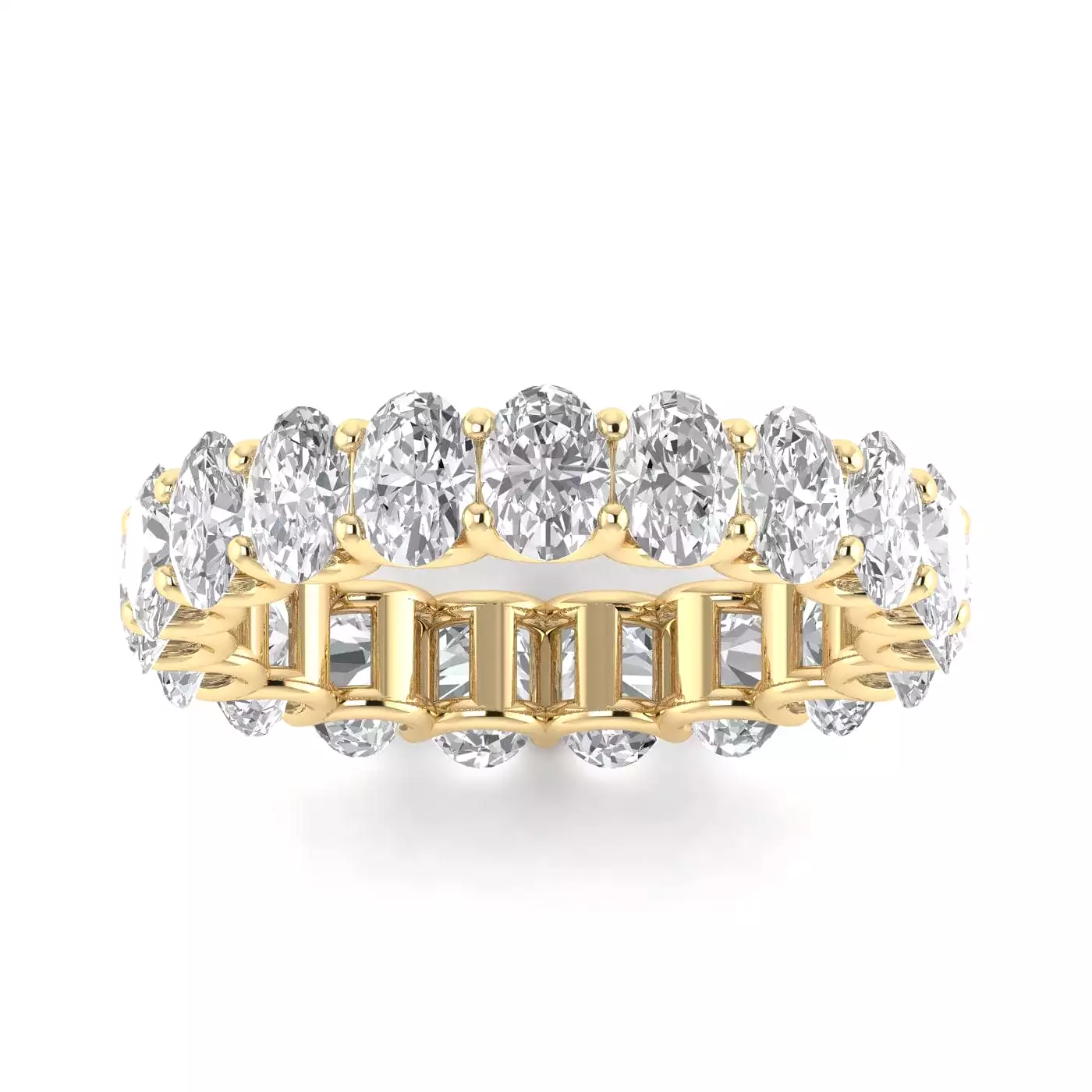 14K Gold Oval Diamond Eternity Band, Lab Grown