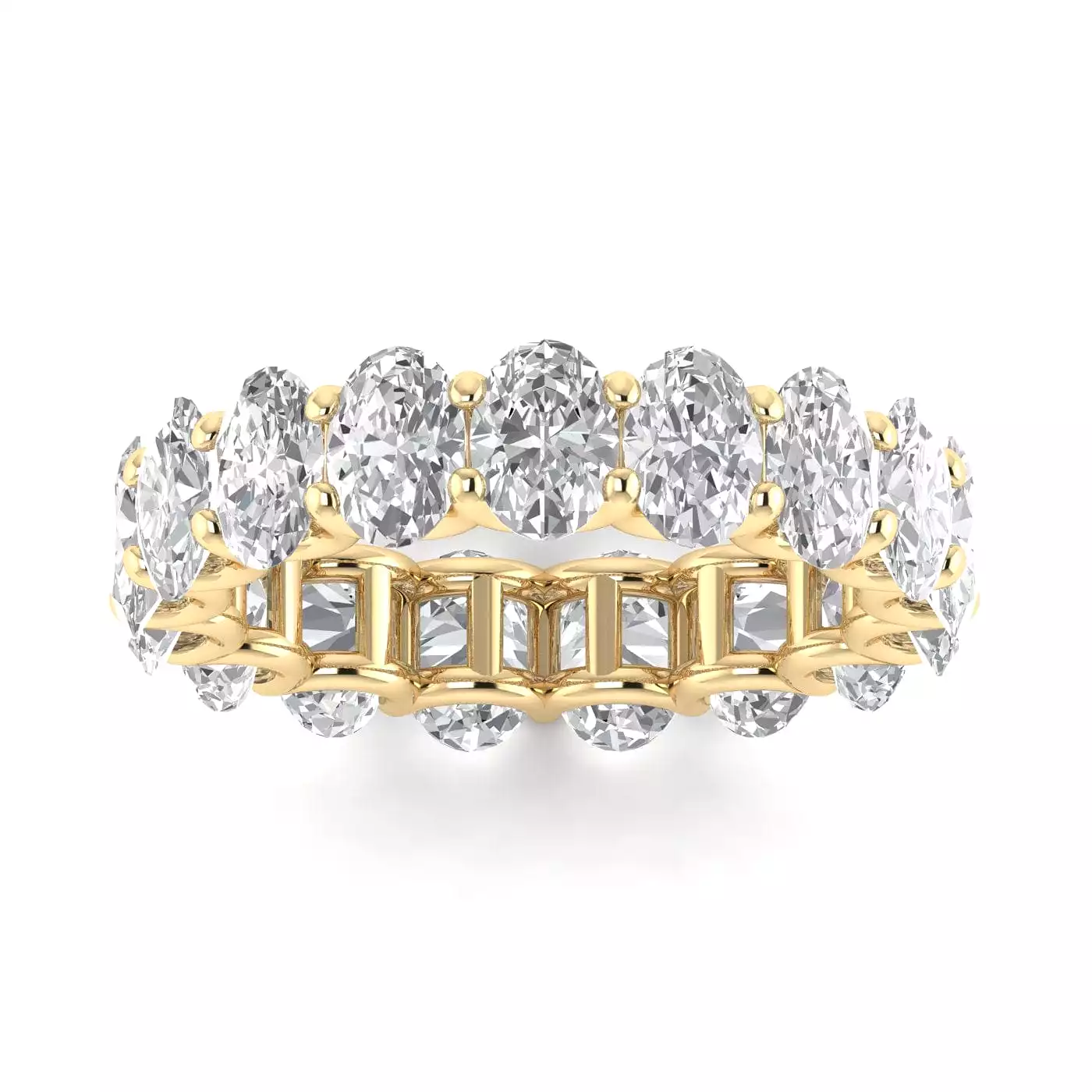 14K Gold Oval Diamond Eternity Band, Lab Grown