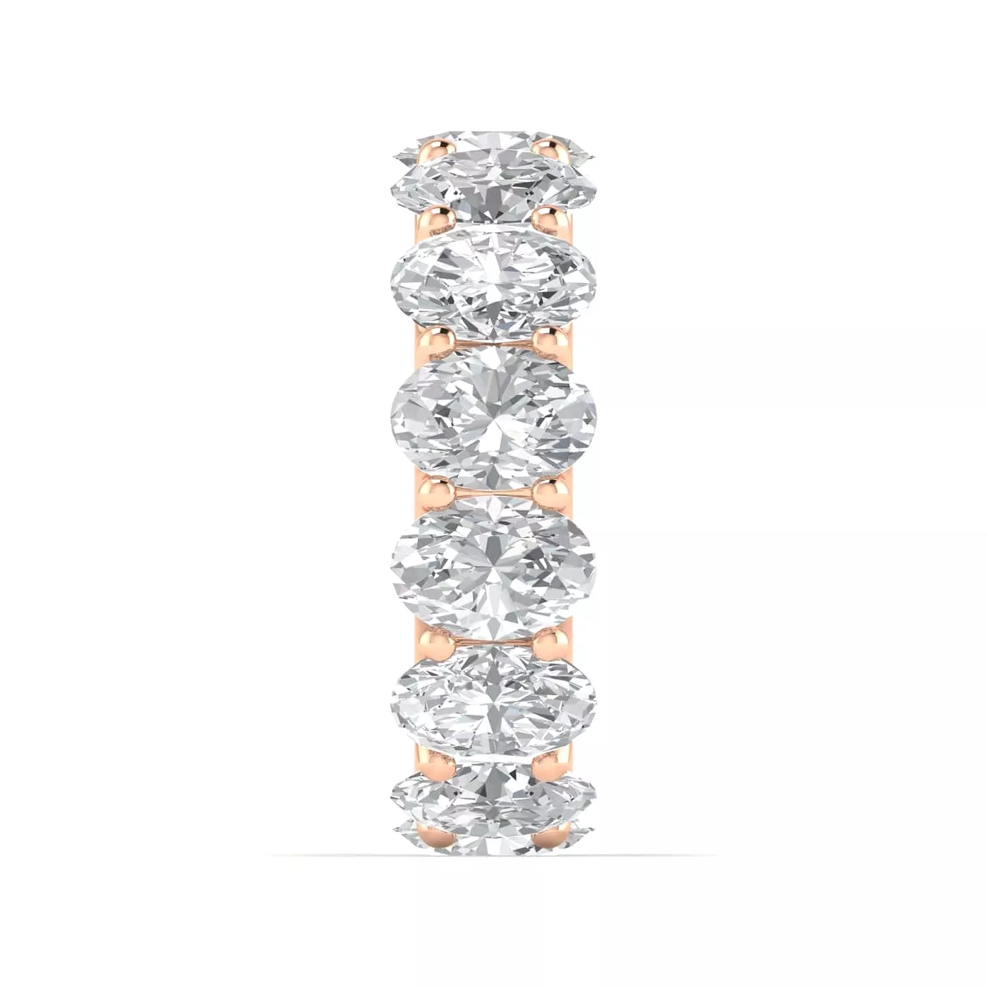 14K Gold Oval Diamond Eternity Band, Lab Grown