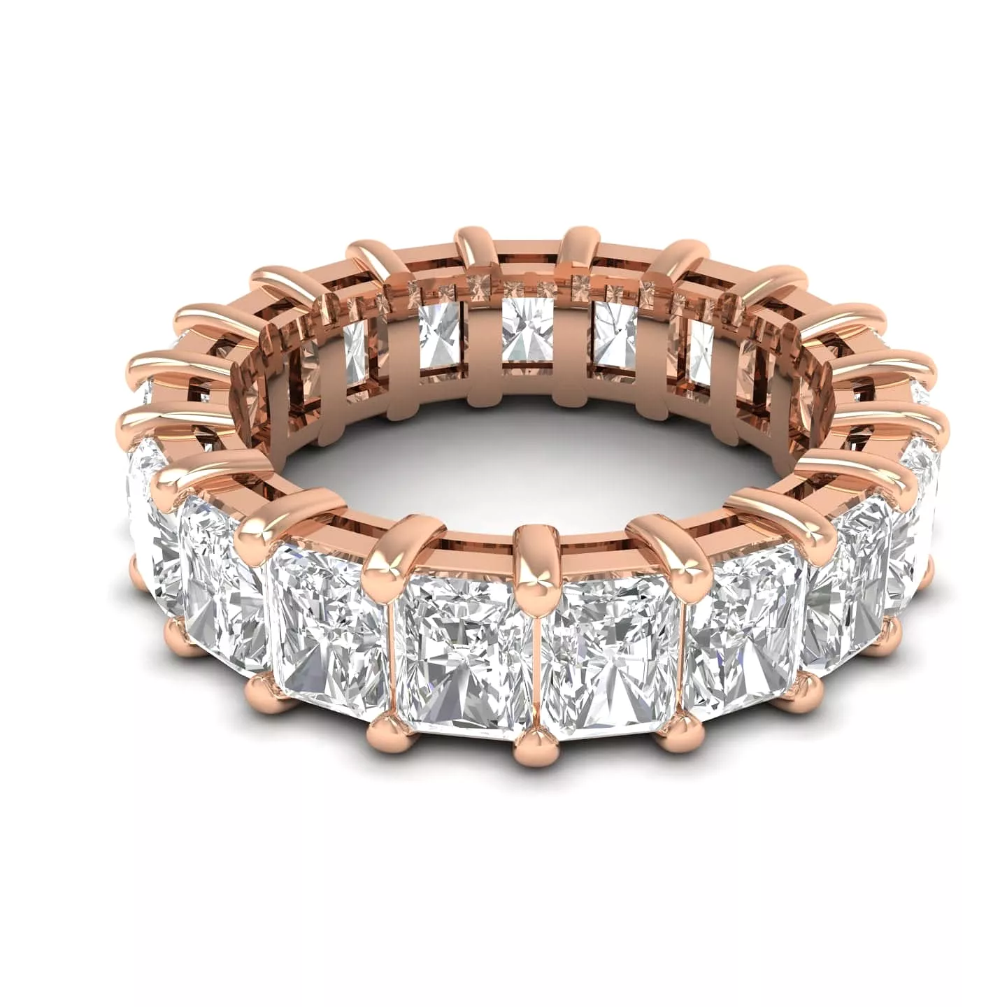 14K Gold Princess Cut Diamond Eternity Ring, Lab Grown