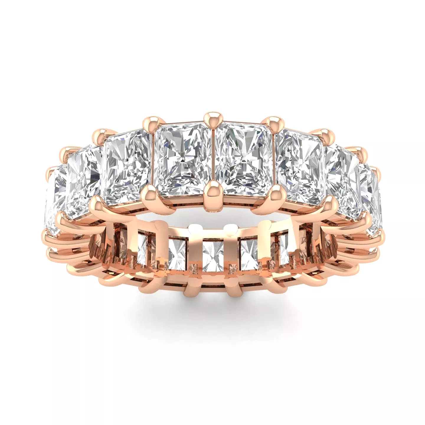 14K Gold Princess Cut Diamond Eternity Ring, Lab Grown