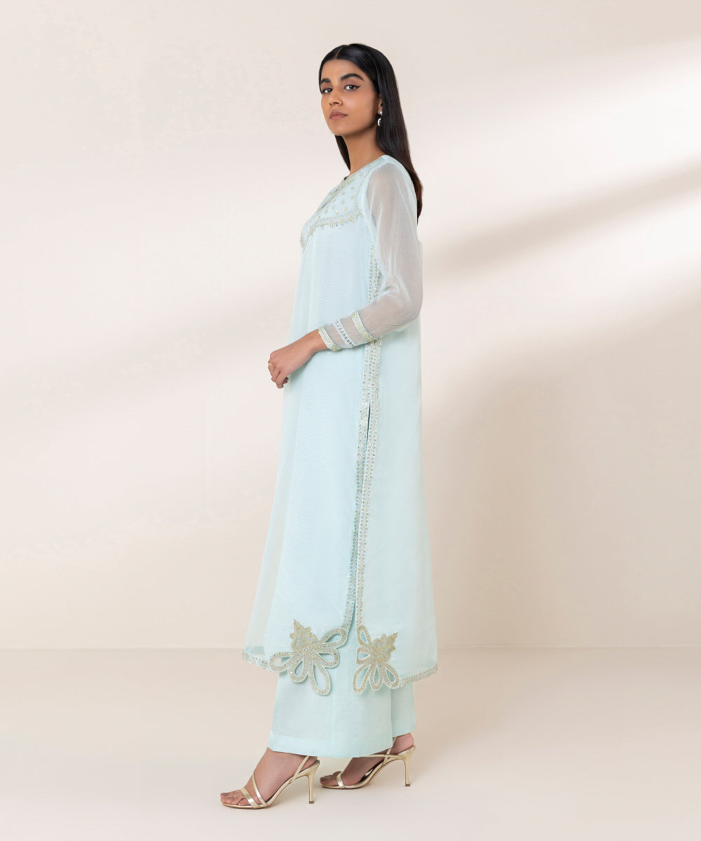 2 Piece - Embroidered Organza Suit