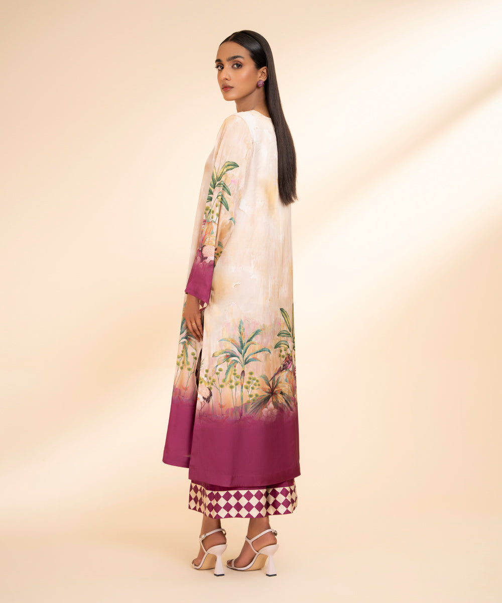 2 Piece - Printed Silk Suit