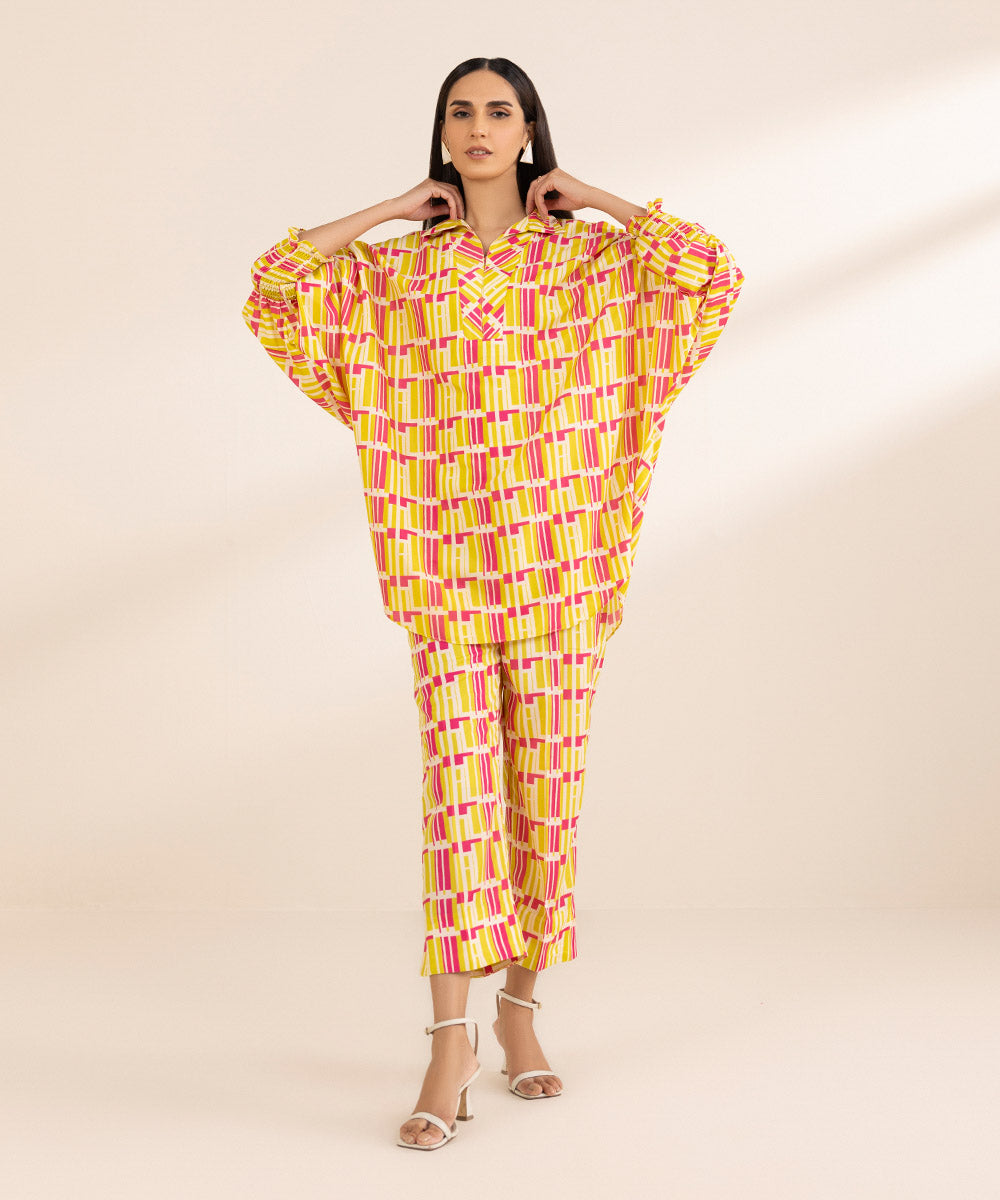 2 Piece - Printed Silk Suit