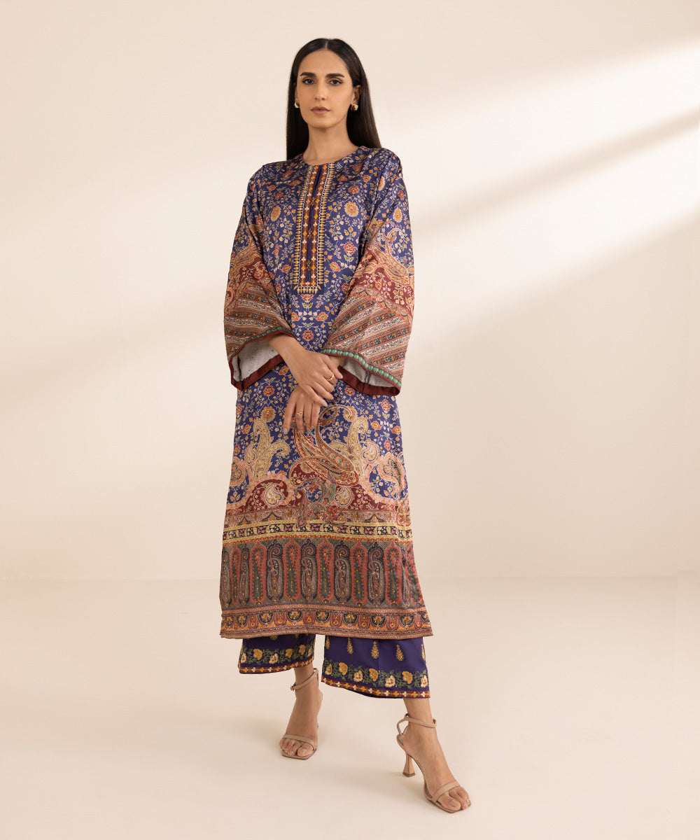 2 Piece - Printed Silk Suit