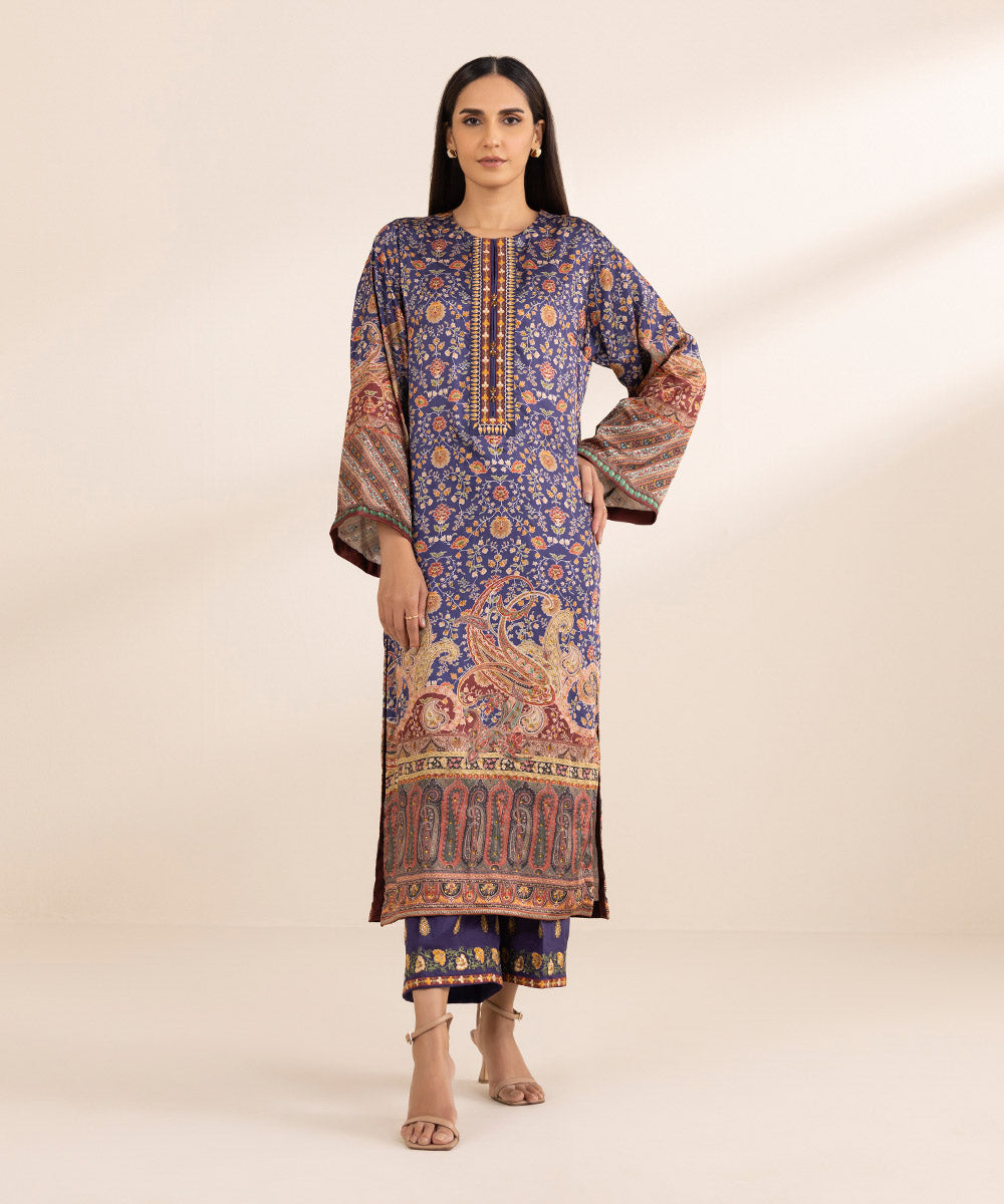 2 Piece - Printed Silk Suit