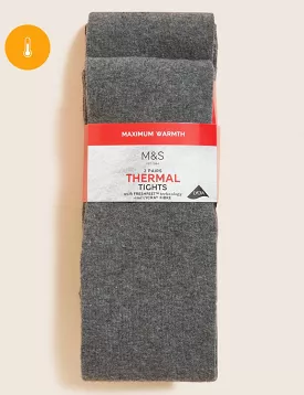 2pk Wool Thermal Tights (4-14 Yrs)