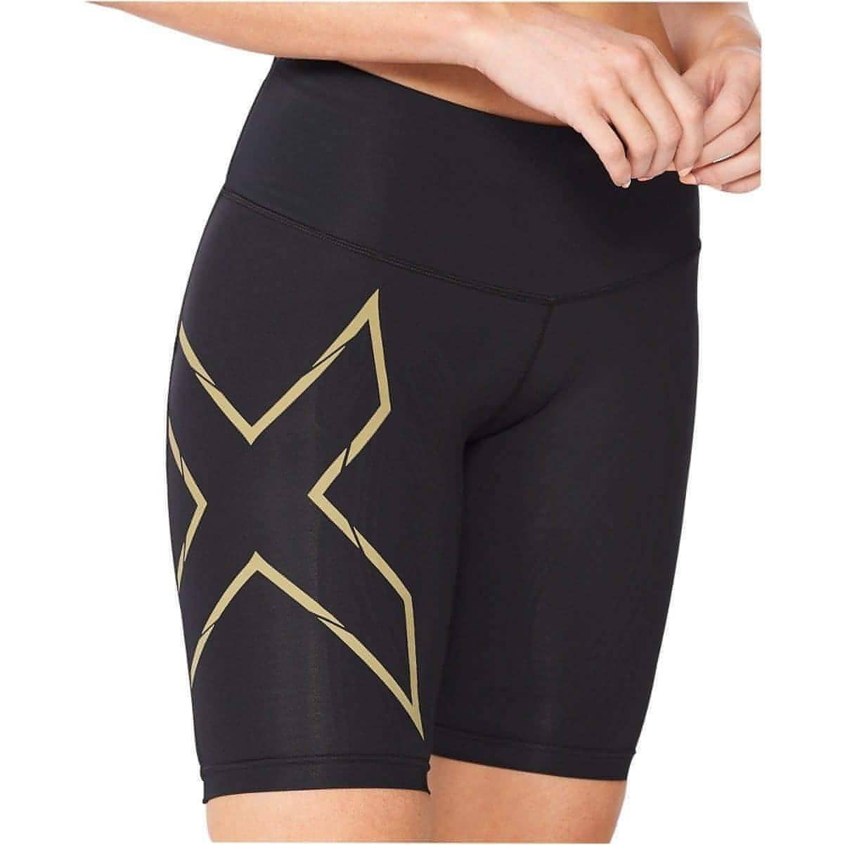 2XU Light Speed Mid Rise Compression Womens Short Running Tights - Black