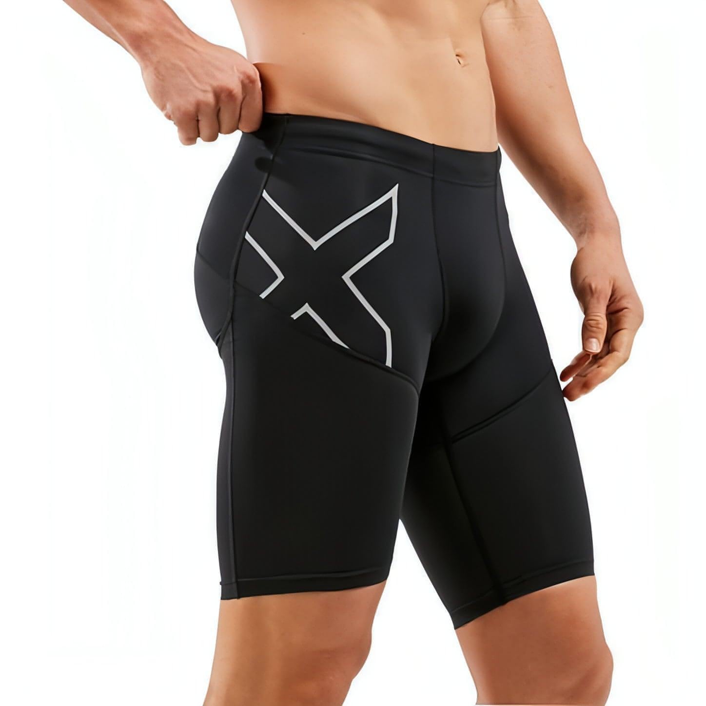 2XU Run Dash Compression Mens Short Running Tights - Black