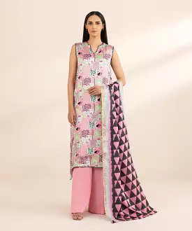 3 Piece - Printed Silk Suit