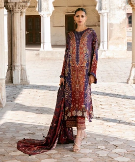 3 Piece - Printed Silk Suit