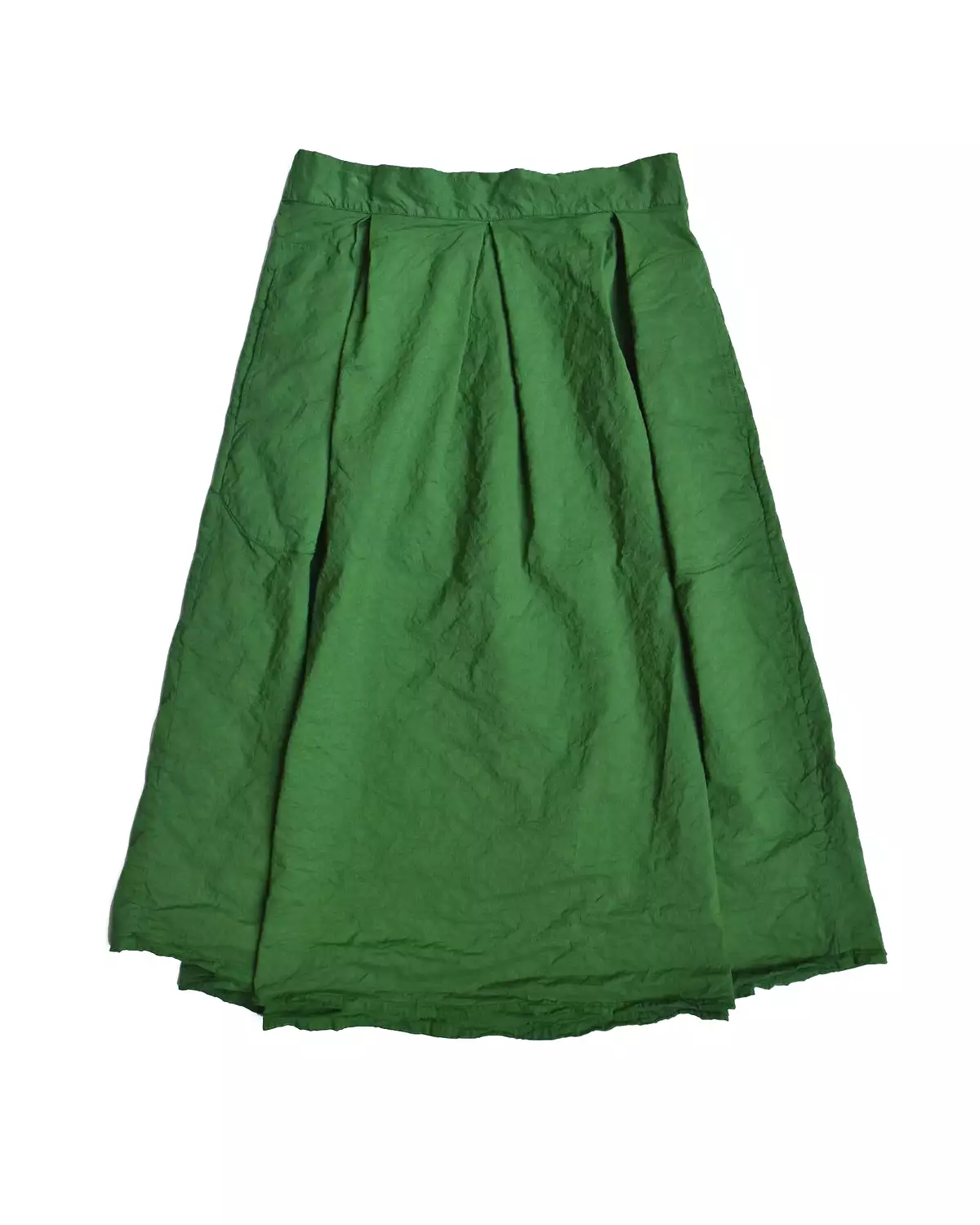 Aequamente Kelly Green Crinkled Cotton Skirt