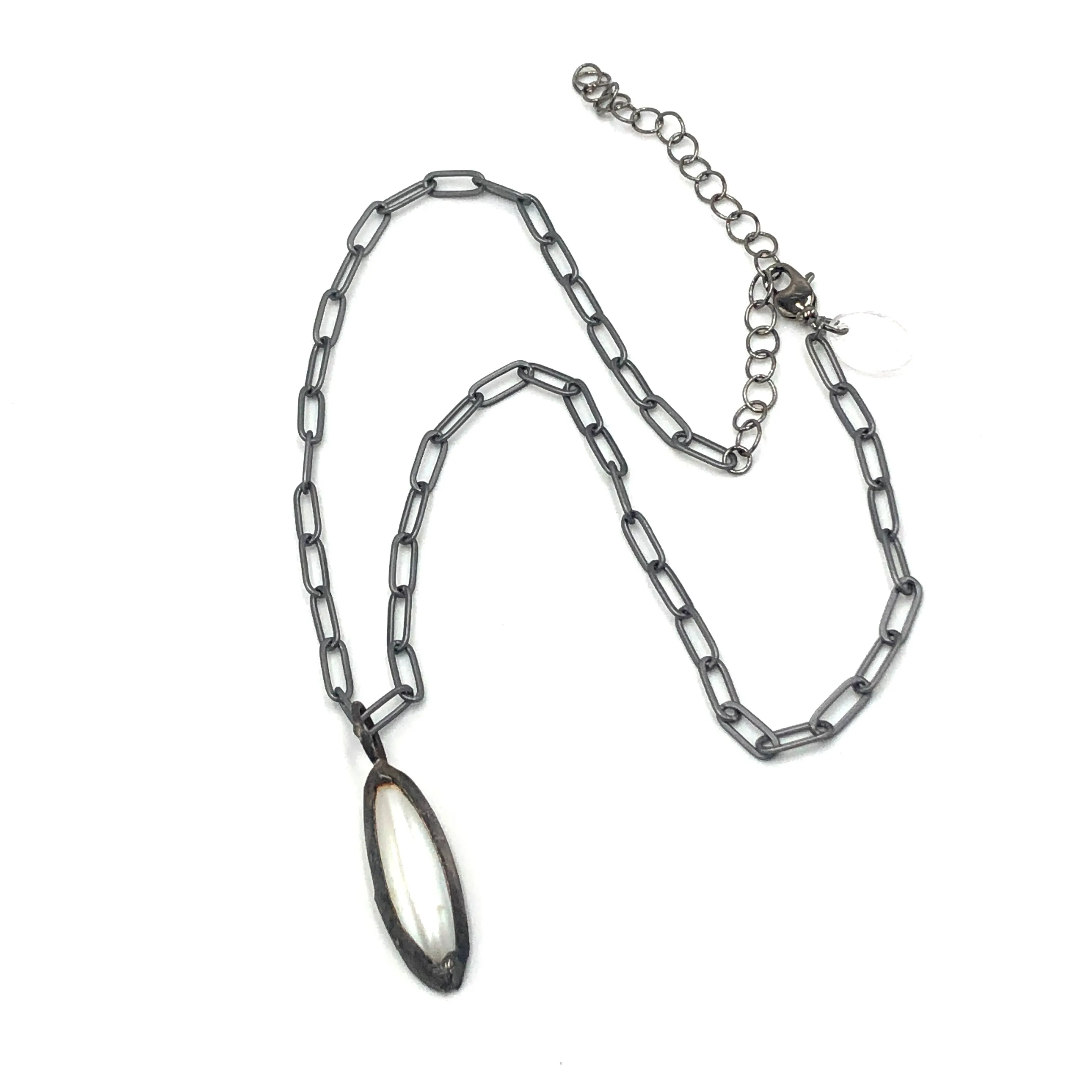 Aged Pearl Marquis & Gun Metal Layering Necklace - Shortie