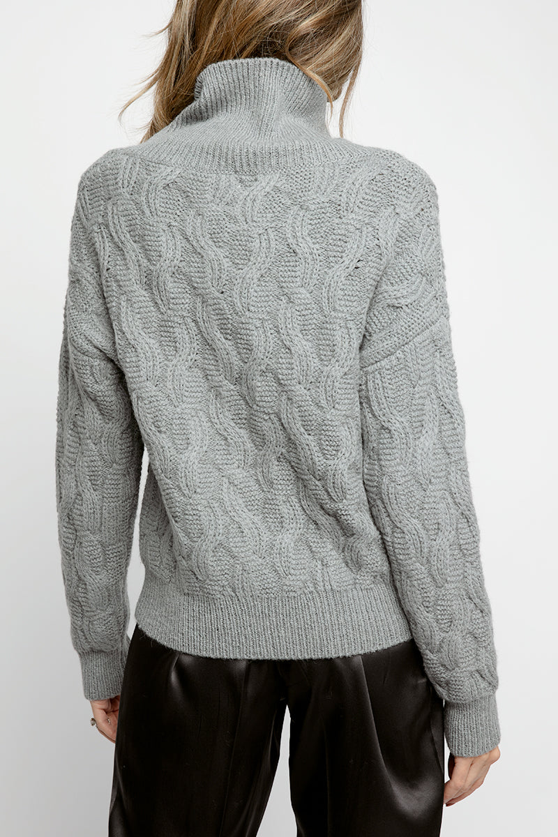 Alpaca High Collar Sweater in Grey