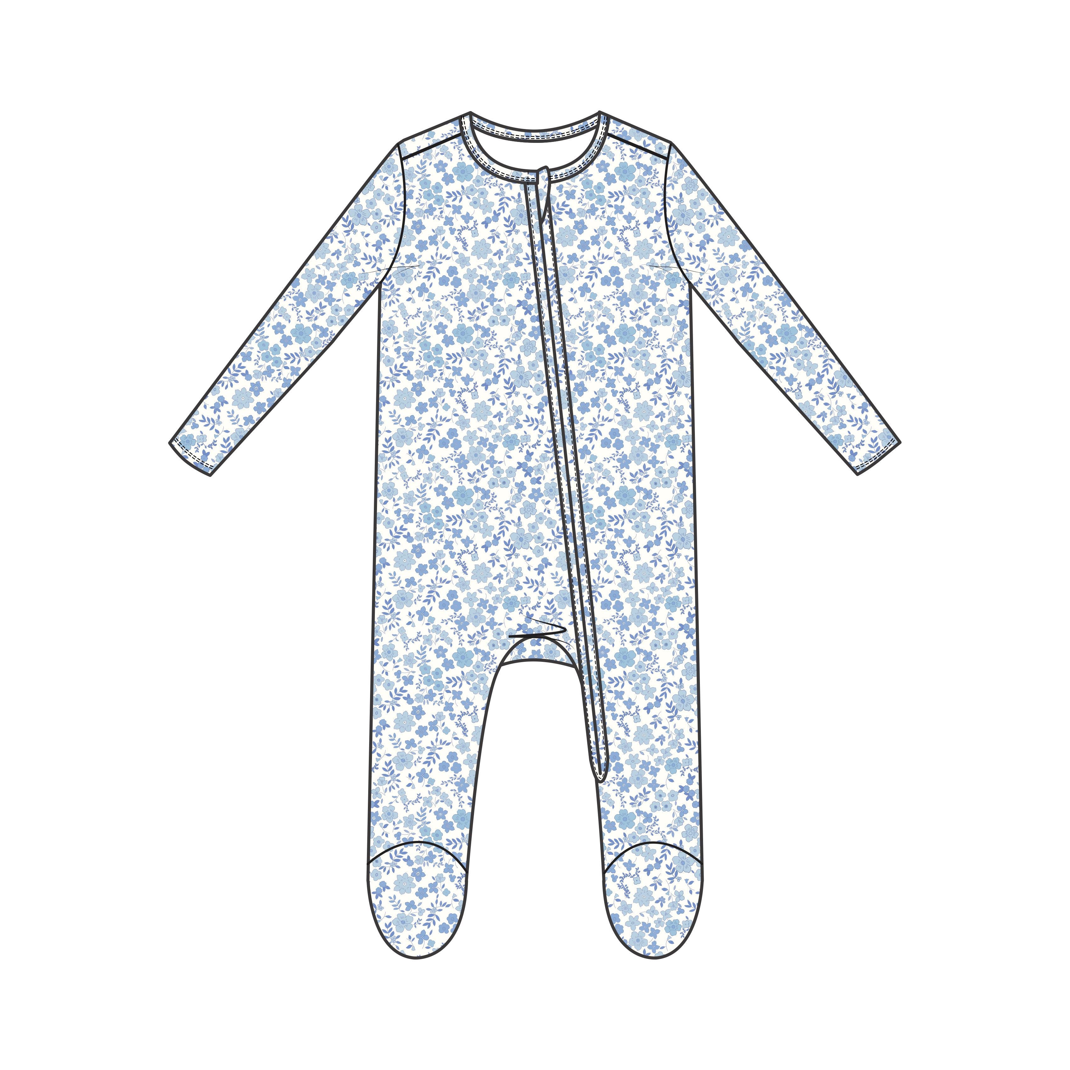 Angel Dear - Blue Calico Zipper Footie