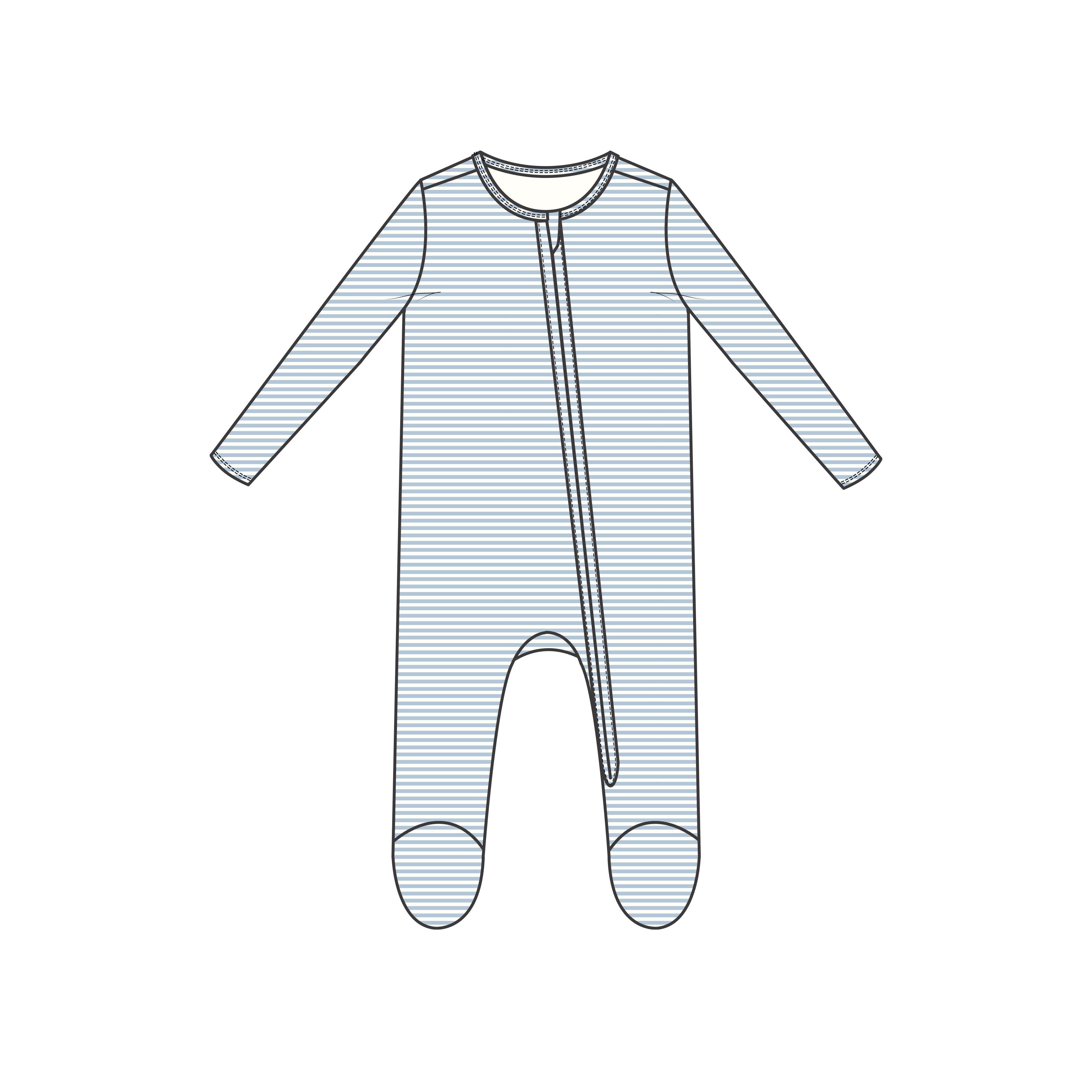 Angel Dear - Blue Stripe Zipper Footie