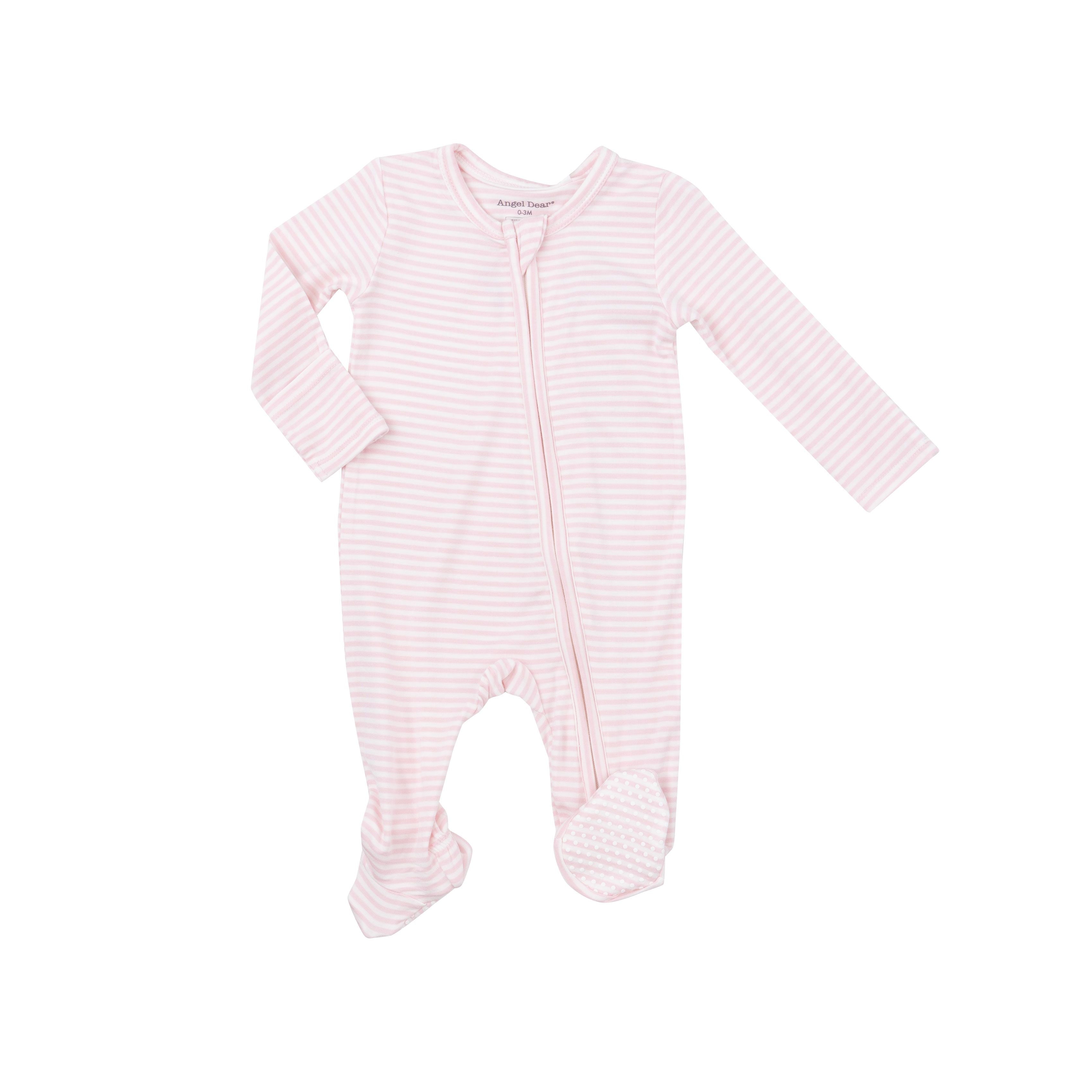 Angel Dear -  Pink Stripe Zipper Footie