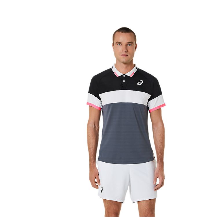 Asics Polo Shirt Match Heren Zwart Grijs