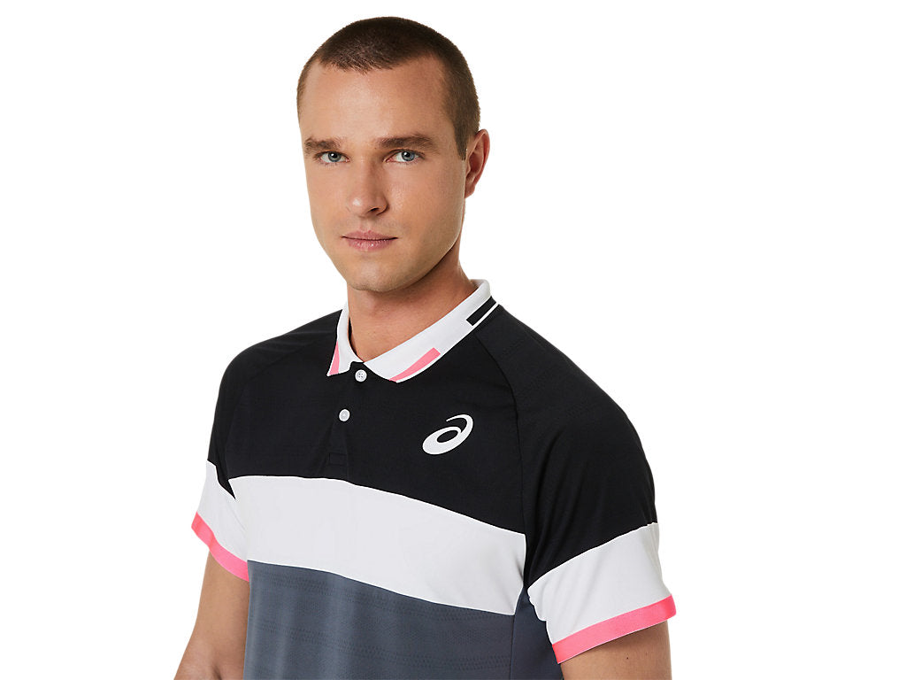 Asics Polo Shirt Match Heren Zwart Grijs