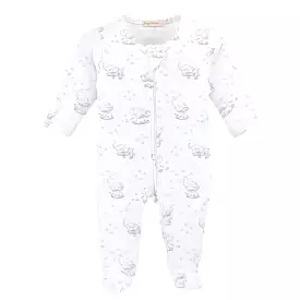 Baby Club Chic - Blue Bubbly Elephant Zip Footie