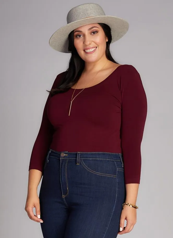 Bamboo Curvy 3/4 Sleeve Top