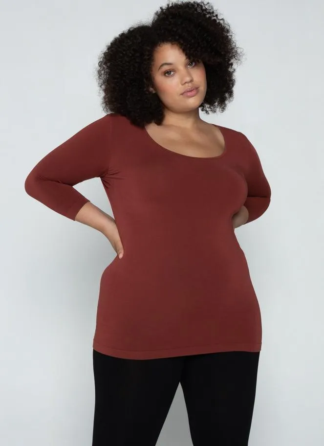 Bamboo Curvy 3/4 Sleeve Top