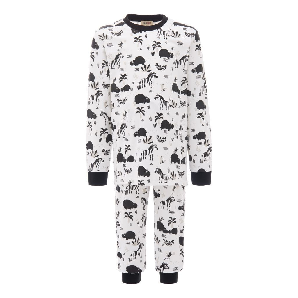 BANBLU-HIPPO + ZEBRA PRINT PJ SET-BB22006-WHITE