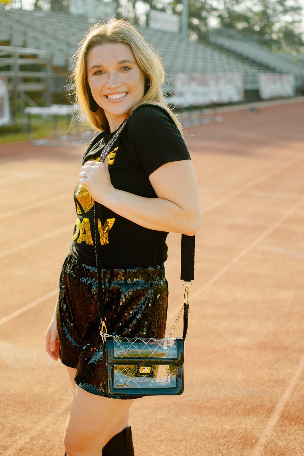 Black High Waist Sequin Shorts