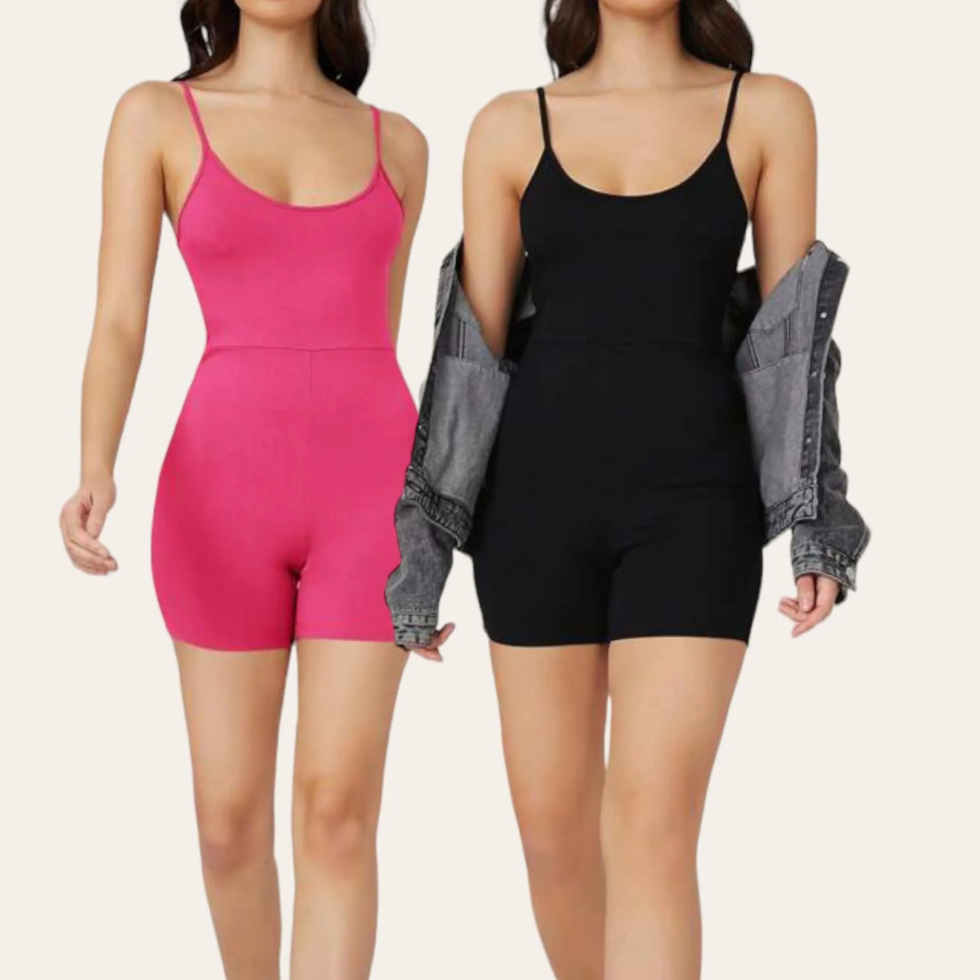 BLK Slim Strap Fitted Romper Unitard