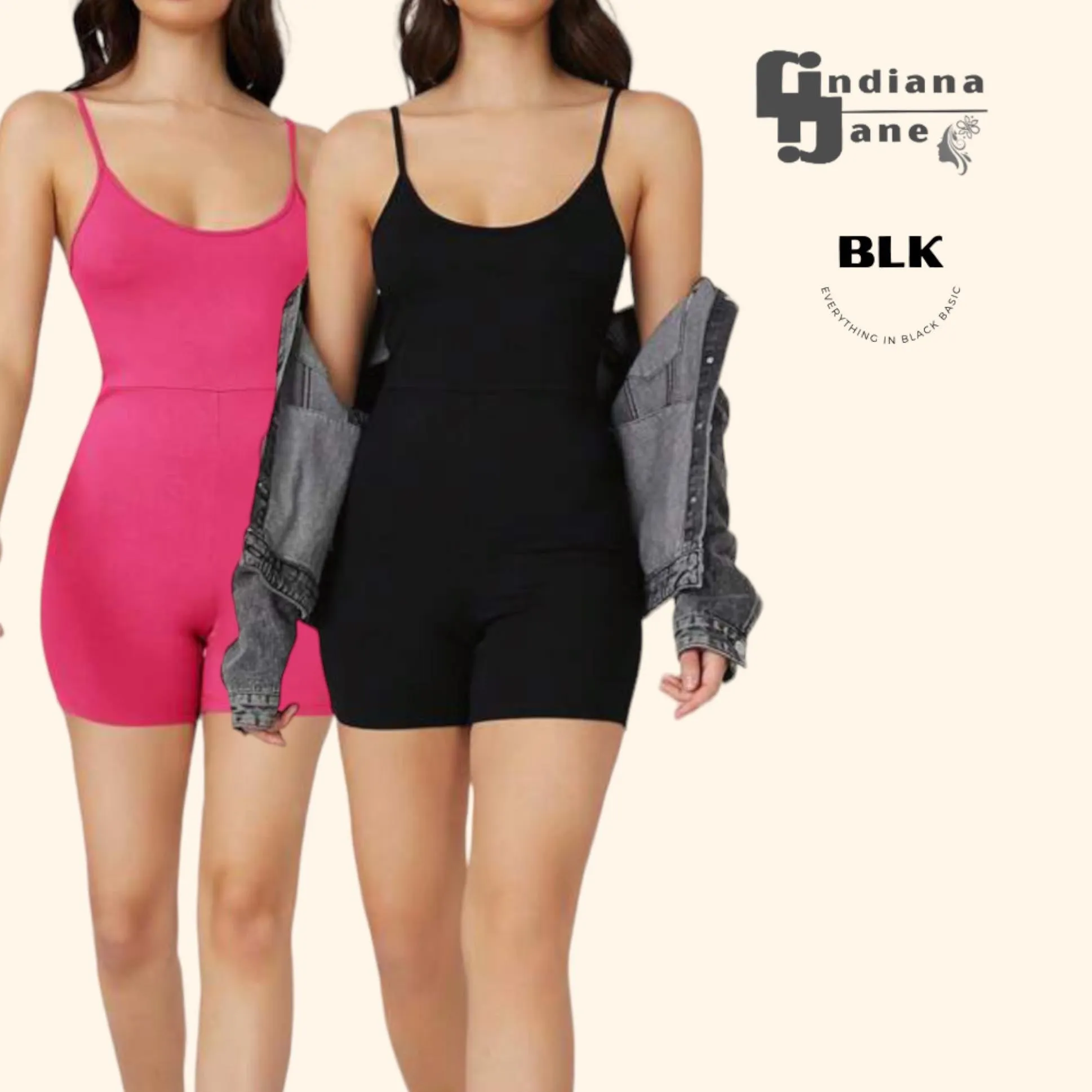 BLK Slim Strap Fitted Romper Unitard