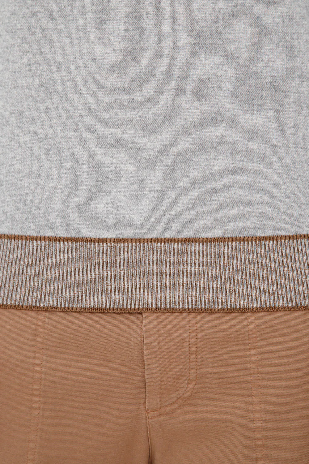 Cashmere Silk Sweater in Grey Melange and Sepia