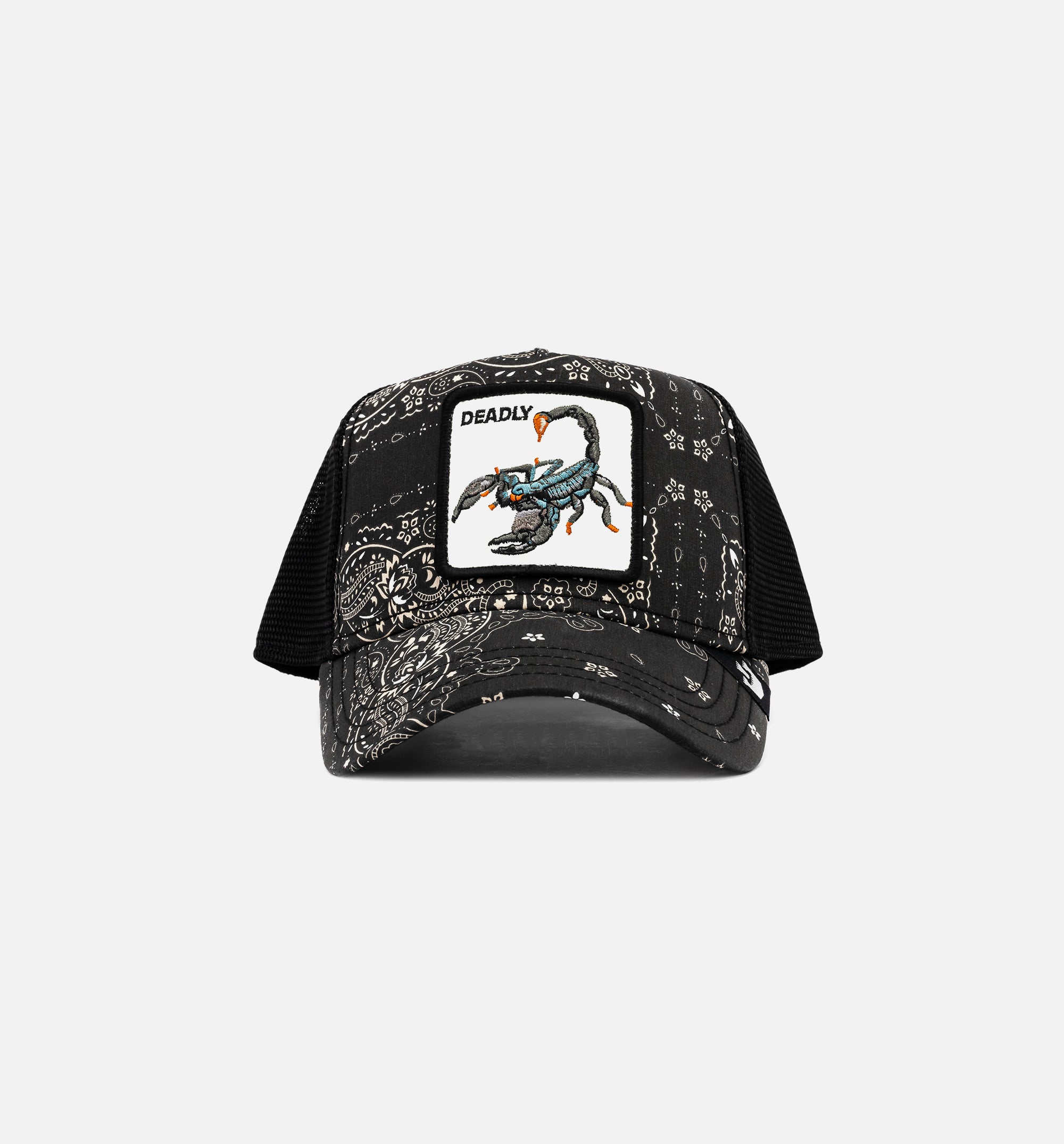 Diamonds and Pearls Paisley Trucker Mens Hat - Black/Beige