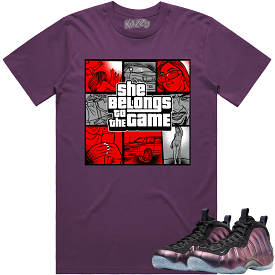 Eggplant Foamposites Shirt to Match - RED BELONGS TO THE GAME