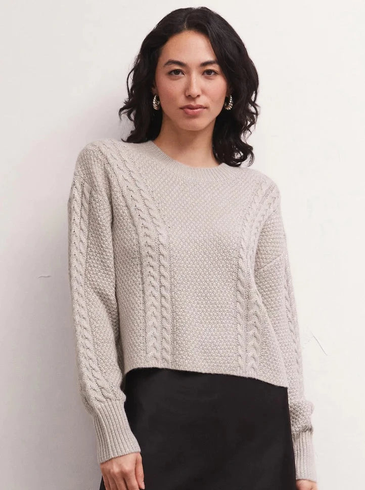 Eternal Metallic Cable Sweater - Dove