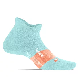 Feetures Merino 10 Cushion No Show Tab Socks - Blue Glass