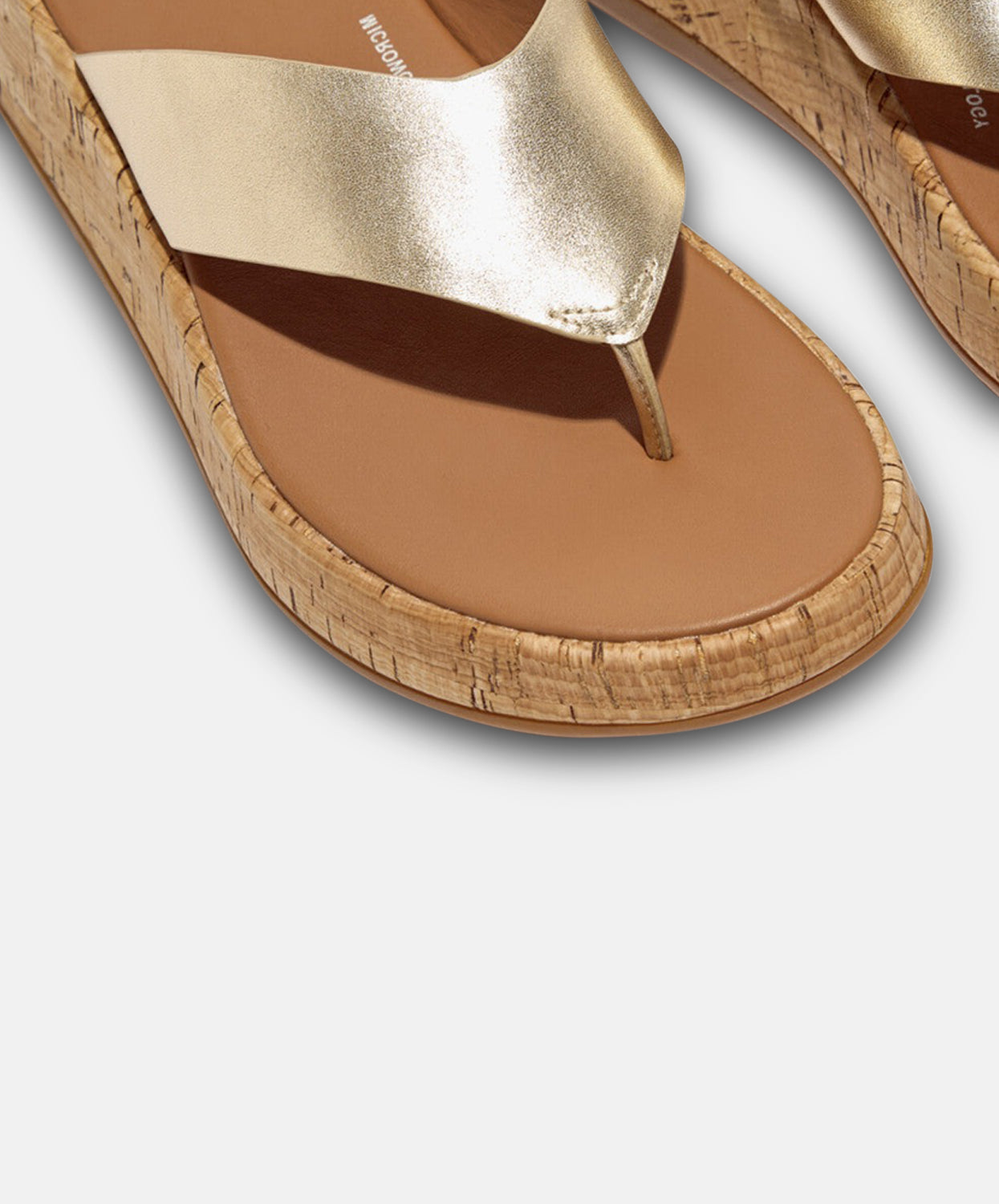 FitFlop F-mode Leather/Cork Flatform Platino Toe Post Silver