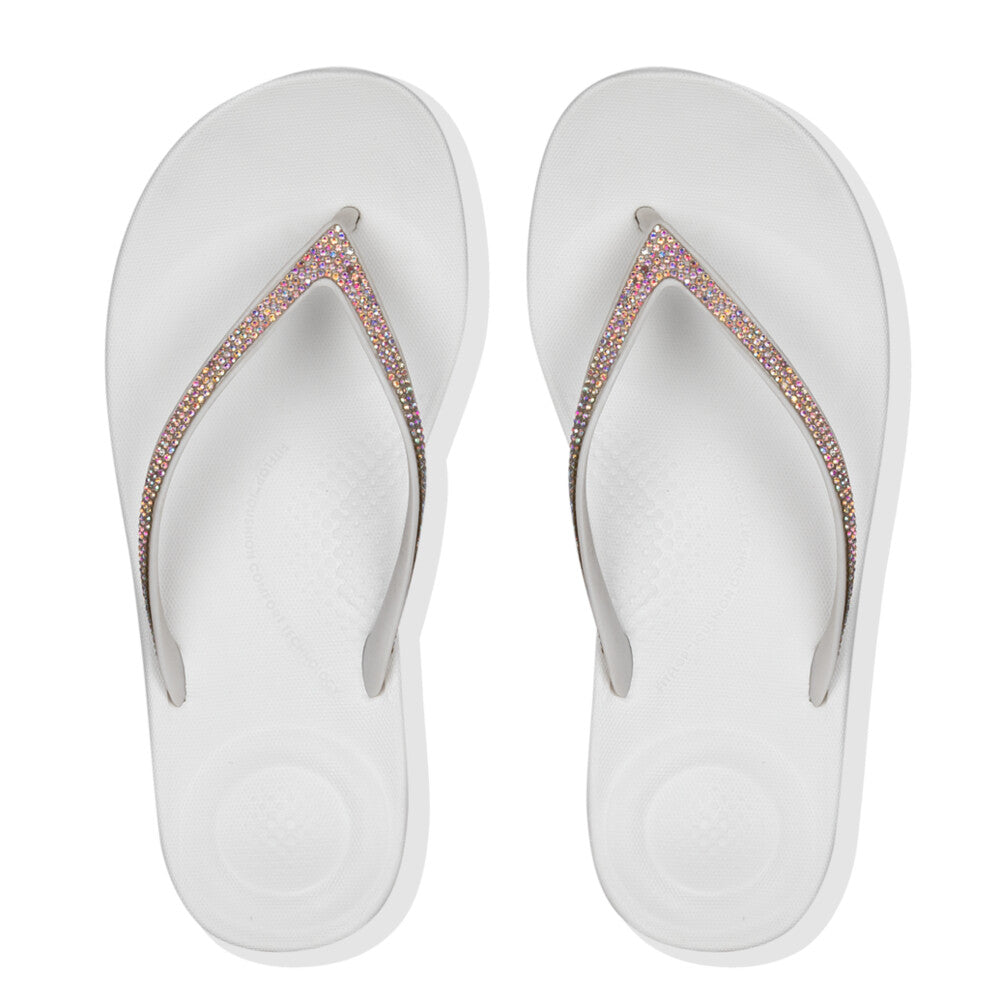 FitFlop iQushion Sparkle Thongs White