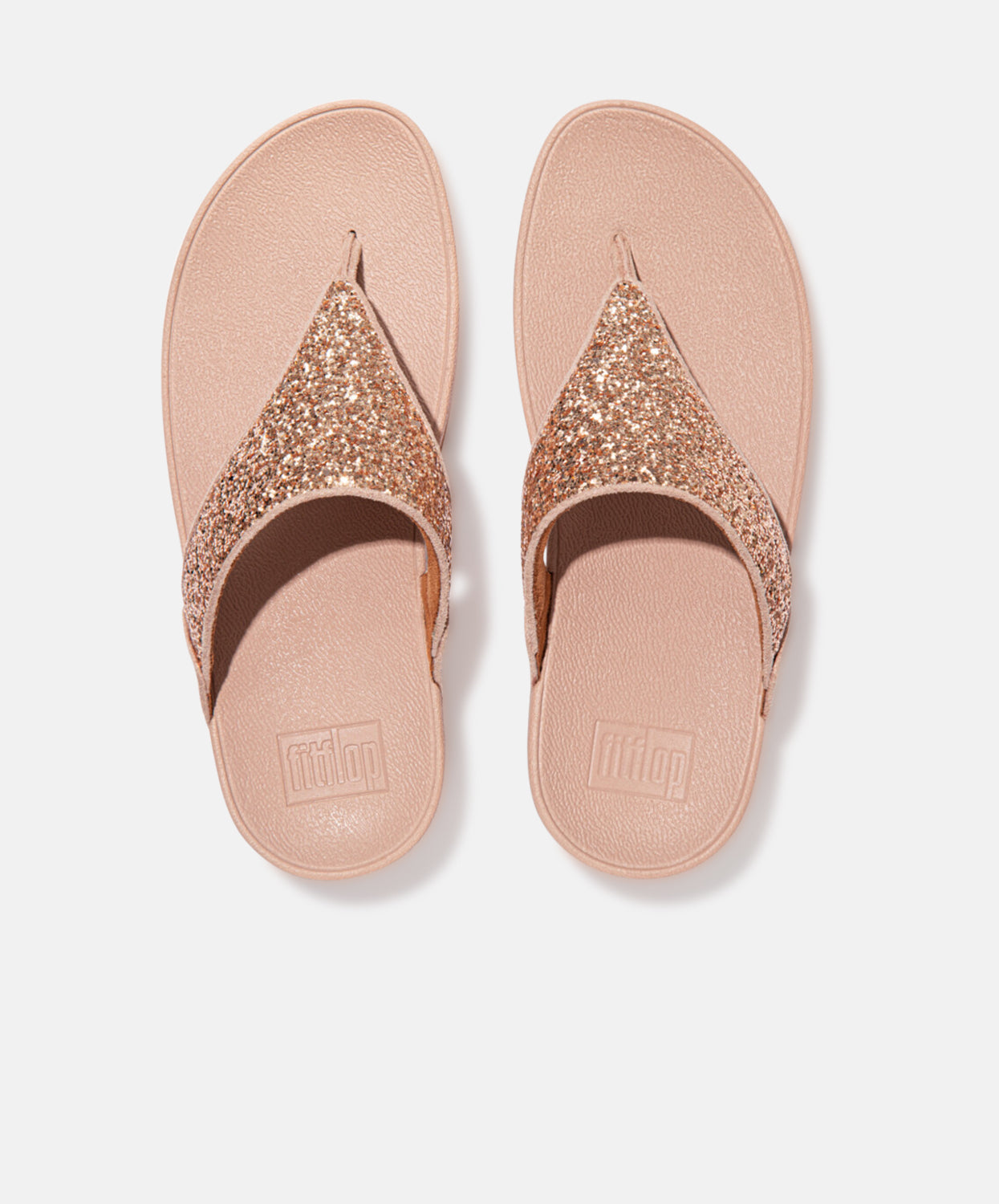 FitFlop Lulu Glitter Rose Gold Toe-Thongs