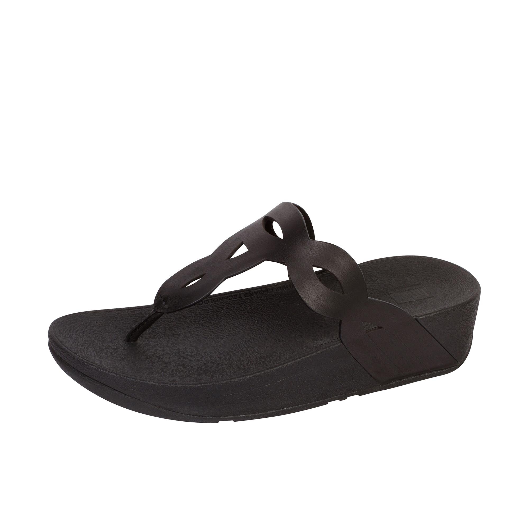 FitFlop Womens EVA Interlace Toe Thongs Black