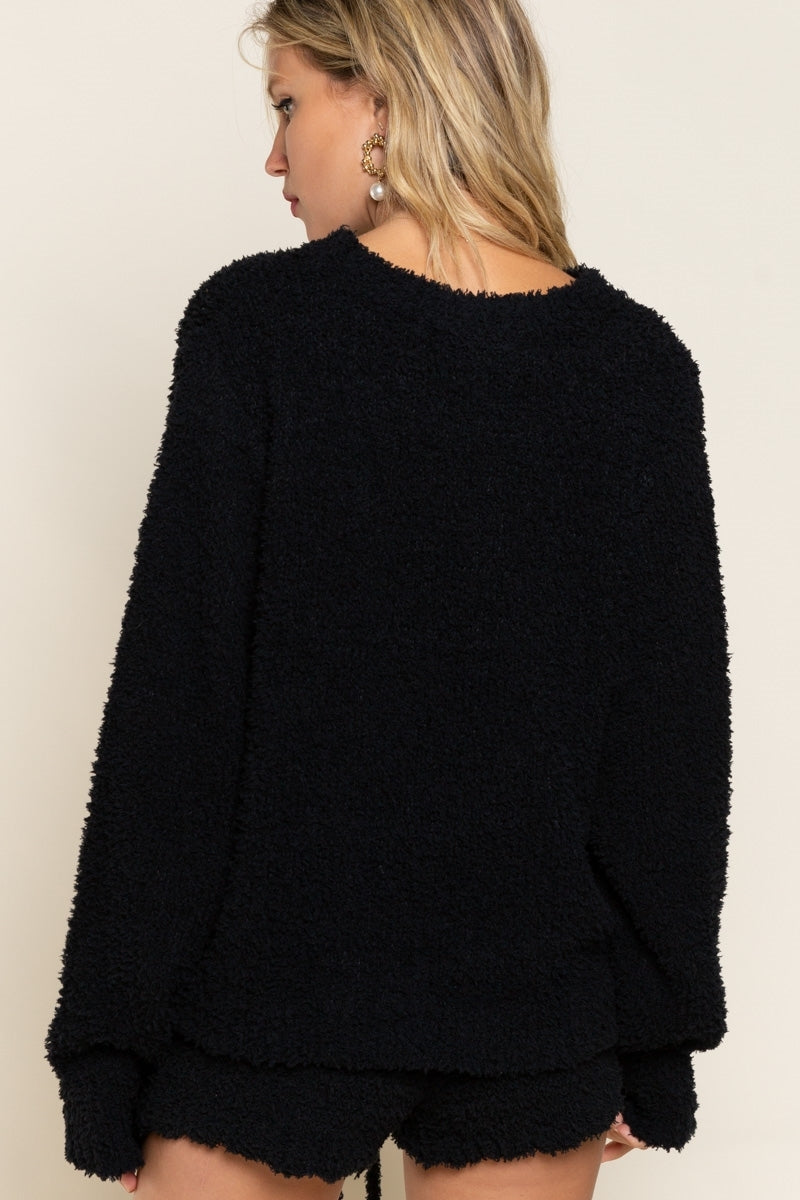 Fuzzy pullover sweatshirt