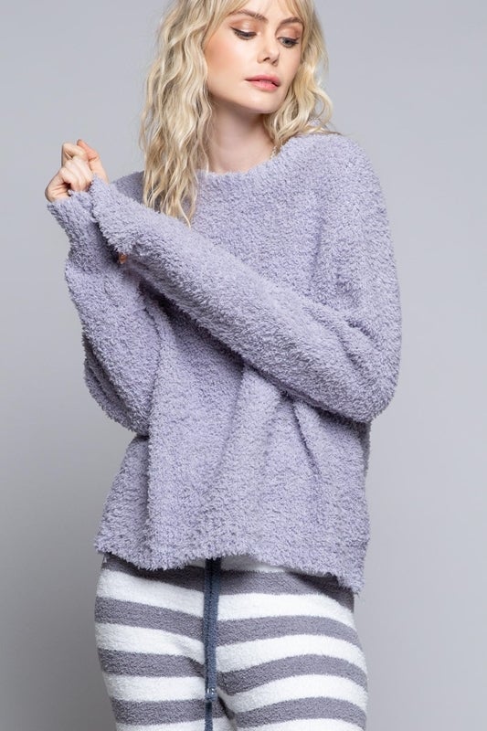 Fuzzy pullover sweatshirt