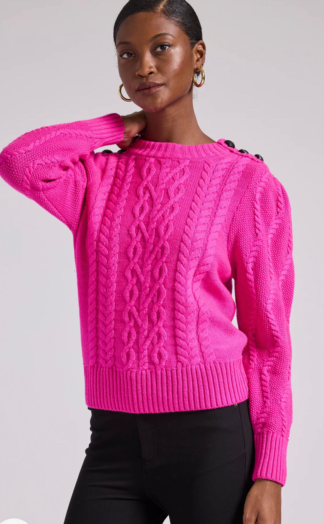 Generation Love - Brooks Cable Sweater - Hot Pink