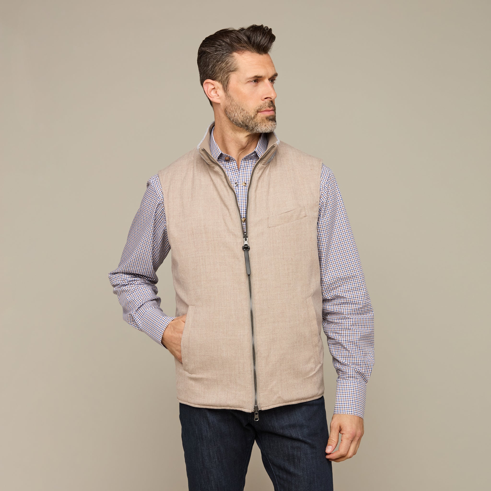 Gilroy Reversible Vest :: Oatmeal