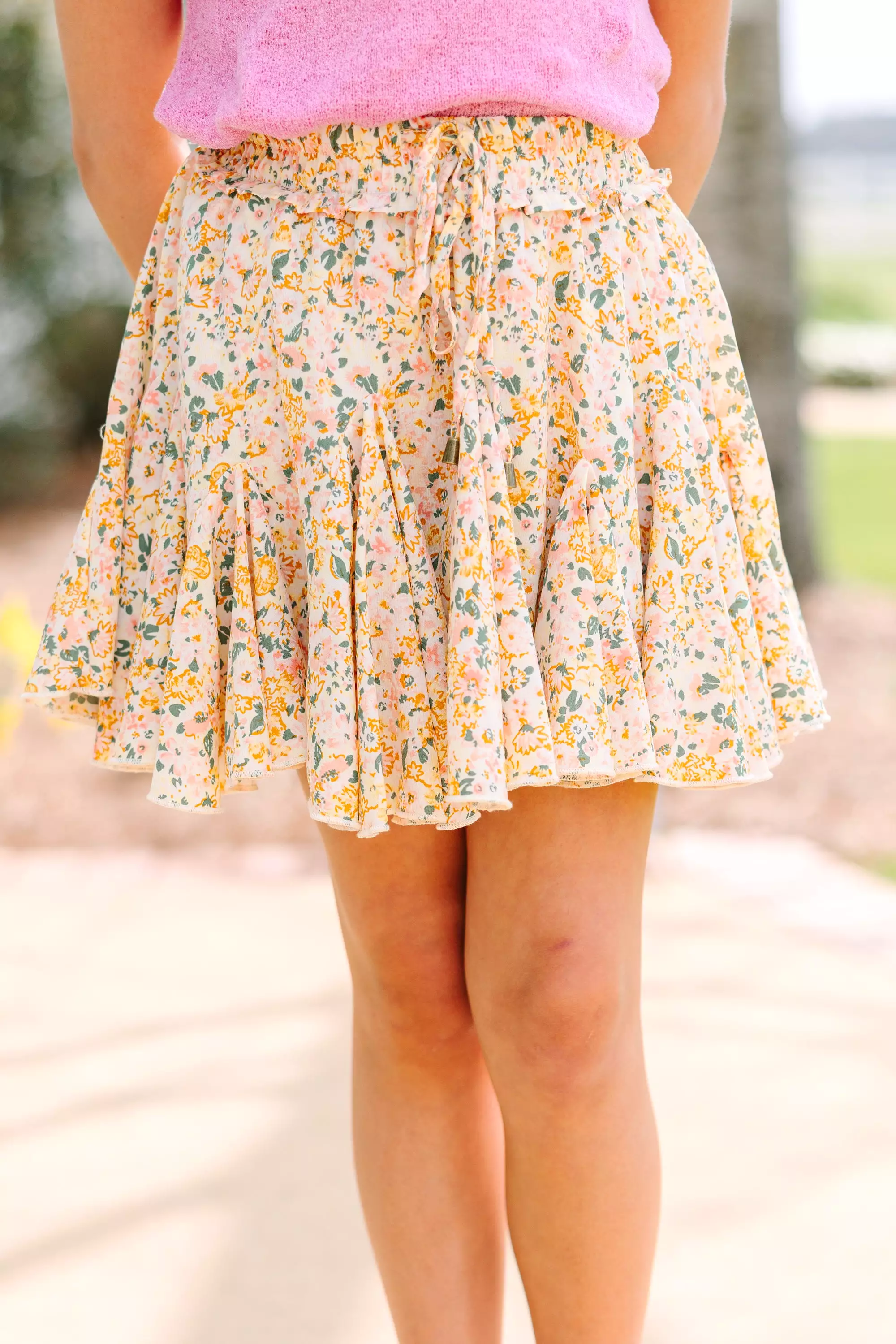 Girls: Look Your Way Yellow Ditsy Floral Ruffled Skort